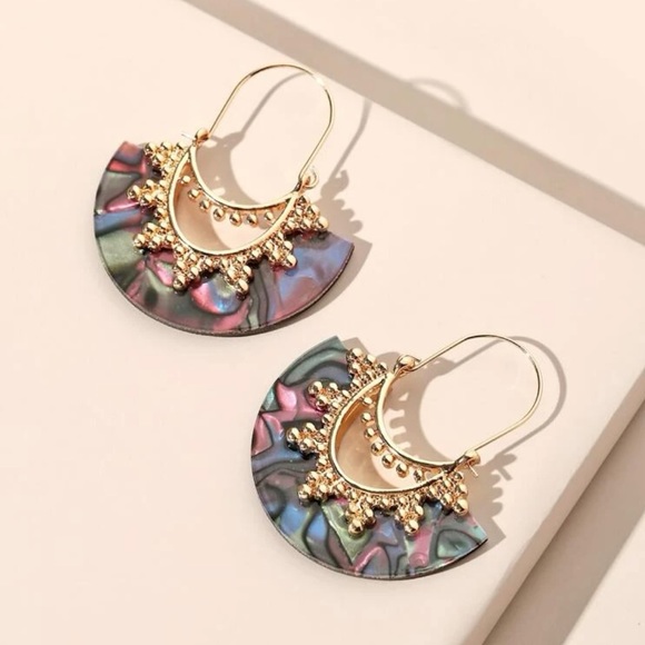Fan Abalone Shell Earrings - Picture 1 of 3